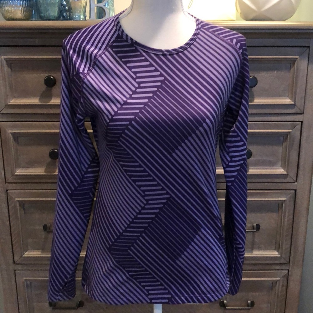 Purple striped athletic top